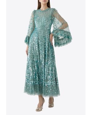 Needle & Thread Fern Ankle Sequin-Embellished Gown - Green