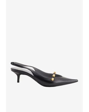 Balenciaga Midnight 45 Studded Leather Slingback Pumps - White