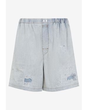 Acne Studios Distressed Overwashed Denim Shorts - Gray