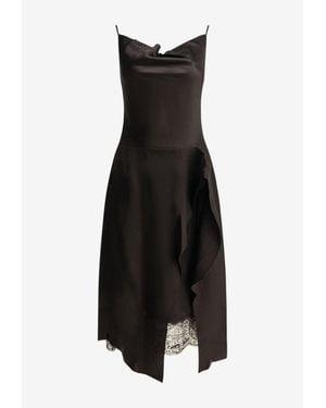 Acne Studios Asymmetric Satin Midi Dress - Black