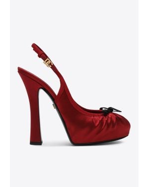 Dolce & Gabbana Vally 105 Satin Slingback Platform Pumps in