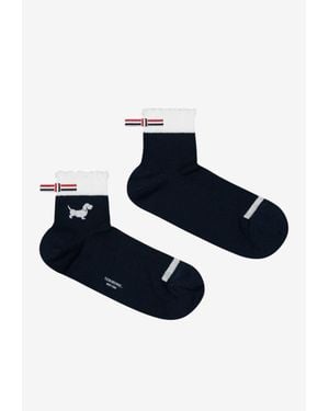 Thom Browne Hector Intarsia Knit Crew Socks - Blue