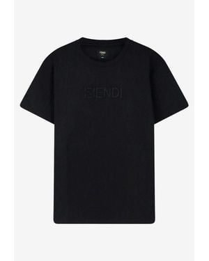 Fendi Embroidered Ff Selleria Slim T-Shirt - Black