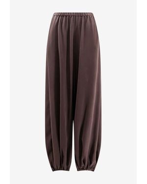Alysi Wide-Leg Drawstring Pants - Brown