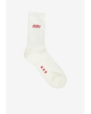 Autry Jacquard Logo Socks - White