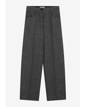 Prada Wide-Leg Tailored Wool Pants - Gray