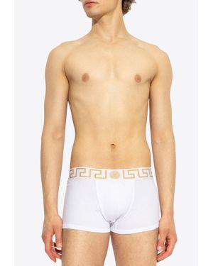 Versace Greca Border Trunks With Medusa - White