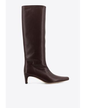 STAUD Wally 50 Leather Knee-High Boots - Brown