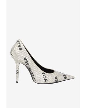 Balenciaga Square Knife 110 Embellished Pumps - White