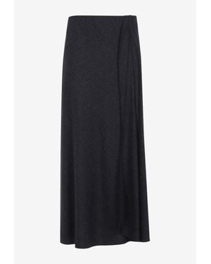 Giorgio Armani Longline Fluid Wool Midi Skirt - Black