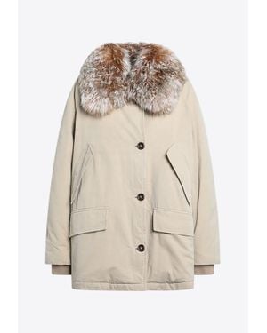 Prada Fur Collar Padded Jacket - Natural
