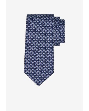 Ferragamo Elephant Print Silk Tie - Blue