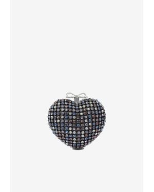 Self-Portrait Mini Heart Clutch Bag With Crystals - White