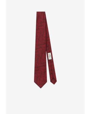 Etro Wavy-Pattern Silk Tie - Red