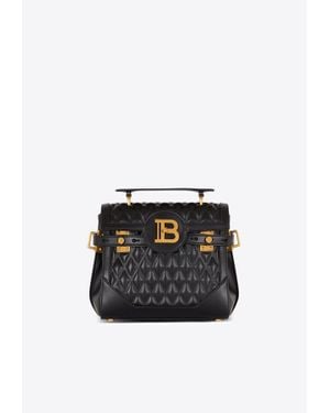 Balmain B-Buzz 23 Diamond-Quilted Top Handle Bag - Black