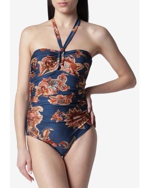 Zimmermann Aster Floral Print One-Piece Swimsuit - Blue