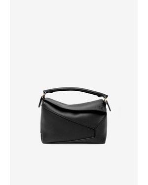 Loewe Small Grained Leather Puzzle Edge Bag - Black