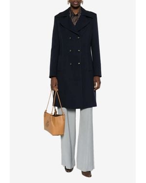 Etro Double-Breasted Wool-Blend Coat - Blue
