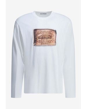 Acne Studios Graphic Print Long-Sleeved T-Shirt - White