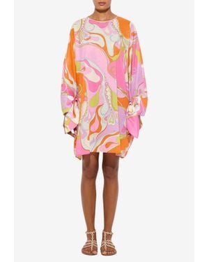 PUCCI Orchidee Print Silk Mini Kaftan - Pink