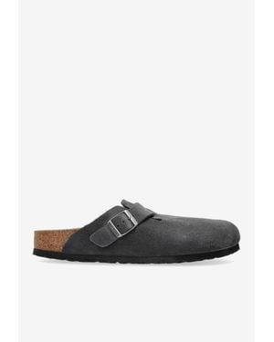 Birkenstock Boston Suede Flat Mules - White