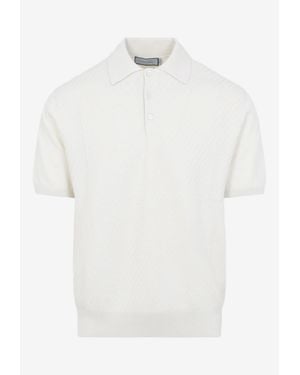 Canali Fine Knit Polo T-Shirt - White