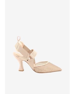 Fendi Colibrì 70 Mesh And Suede Pumps - Natural