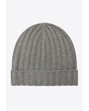 Brunello Cucinelli Ribbed Cashmere Beanie - Gray