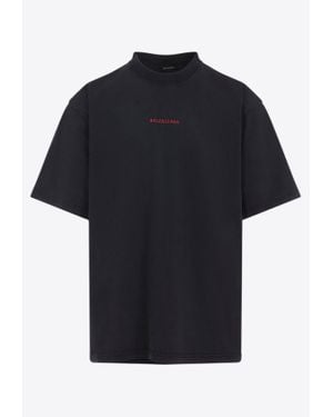 Balenciaga Logo Lettering Crewneck T-Shirt - Black