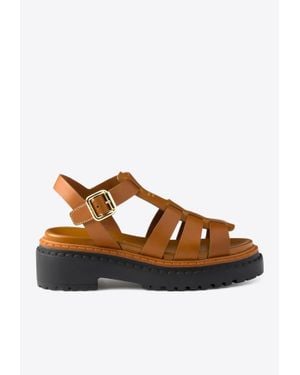 Prada Fisherman's Leather Sandals - Brown