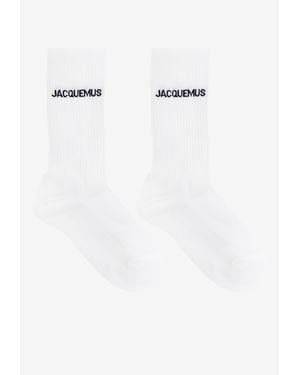 Jacquemus Logo Embroidered Ribbed Socks - White