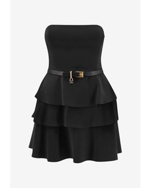 Elisabetta Franchi Strapless Belted Mini Dress - Black