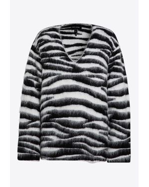 Marc Jacobs Zebra Pattern V-Neck Sweater - Black