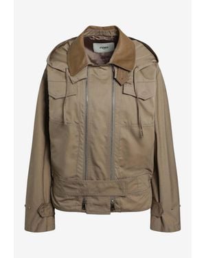 Fendi Zip-Up Blouson Jacket - Brown