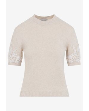 Alberta Ferretti Mock-Neck Knit Top - White