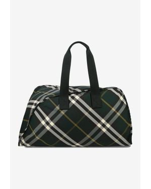 Burberry Shield Checked Travel Bag - Black