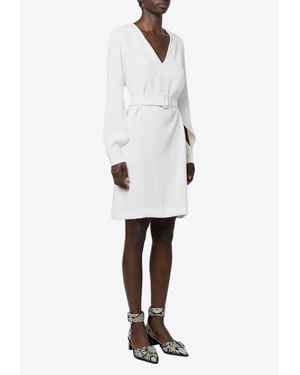 P.A.R.O.S.H. V-Neck Belted Mini Dress - White