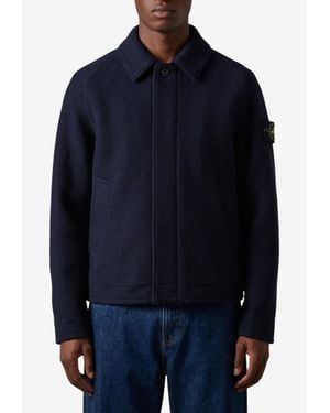 Stone Island Felted Wool Overshirt - Blue