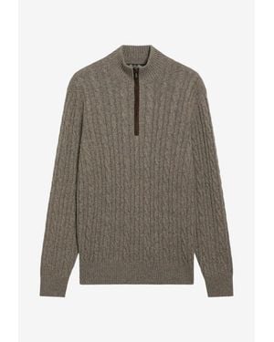Loro Piana Treccia Cable Knit Cashmere Sweater - Grey