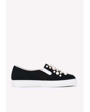 Charlotte Olympia Alex Pearl Embellished Sneakers - Black