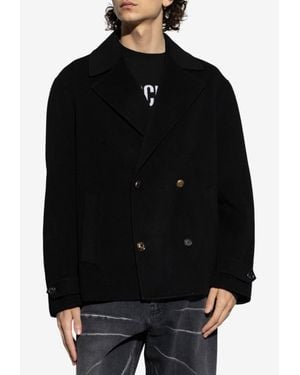 Moschino Double-Breasted Wool Coat - Black