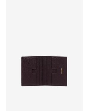 Tom Ford Grain Leather Folding Card Holder - Purple
