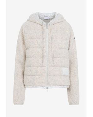 Moncler Bouclé Knit Down Jacket - White