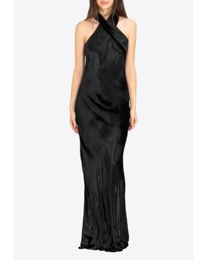 Galvan London Pandora Satin Gown With Sash - Black
