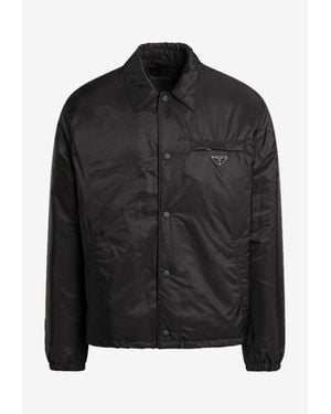 Prada Re-Nylon Triangle-Logo Hooded Jacket in Black for Men | Lyst