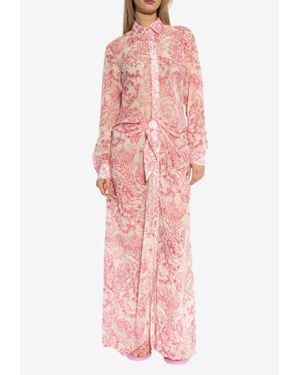 Versace Underwater Barocco Cover-Up Shirt Dress - Pink