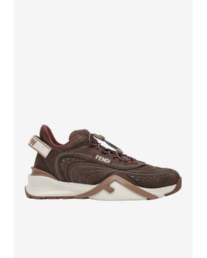 Fendi Flow Leather Sneakers - Brown