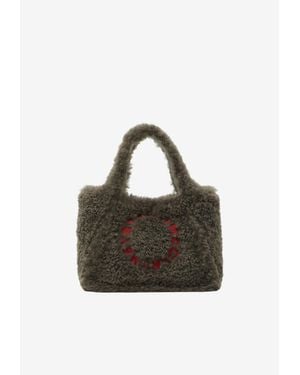 Stella McCartney Teddy-Effect Logo Tote Bag - Grey