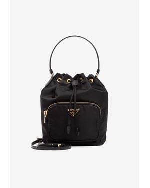 Prada Triangle Logo Re-Nylon Bucket Bag - Black