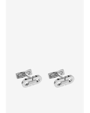 Ferragamo Double-Gancini Brass Cufflinks - White
